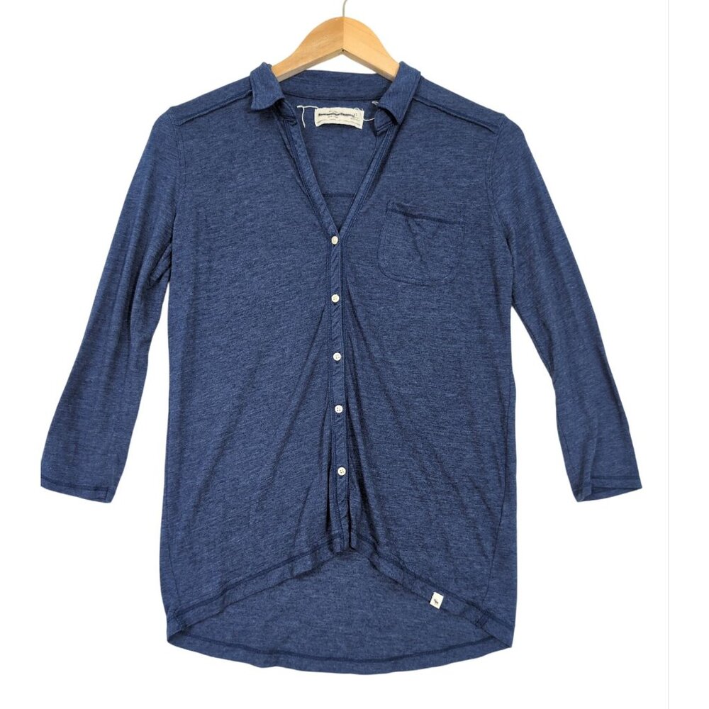 Abercrombie & Fitch Fitted Button Up Knit Top Womens XS Blue Y2K Preppy